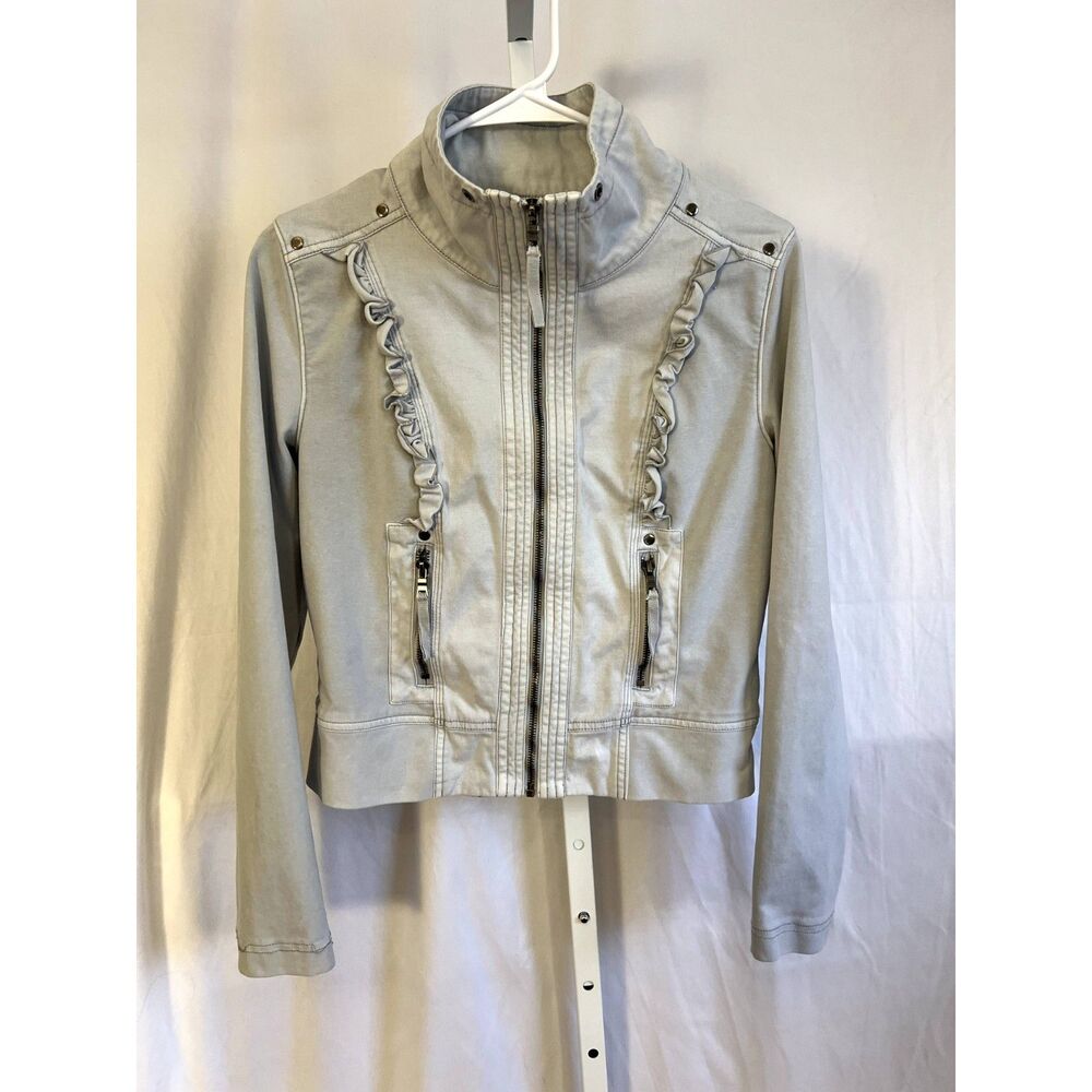 Anthropologie Knit Moto Jacket w/ Ruffle details size M